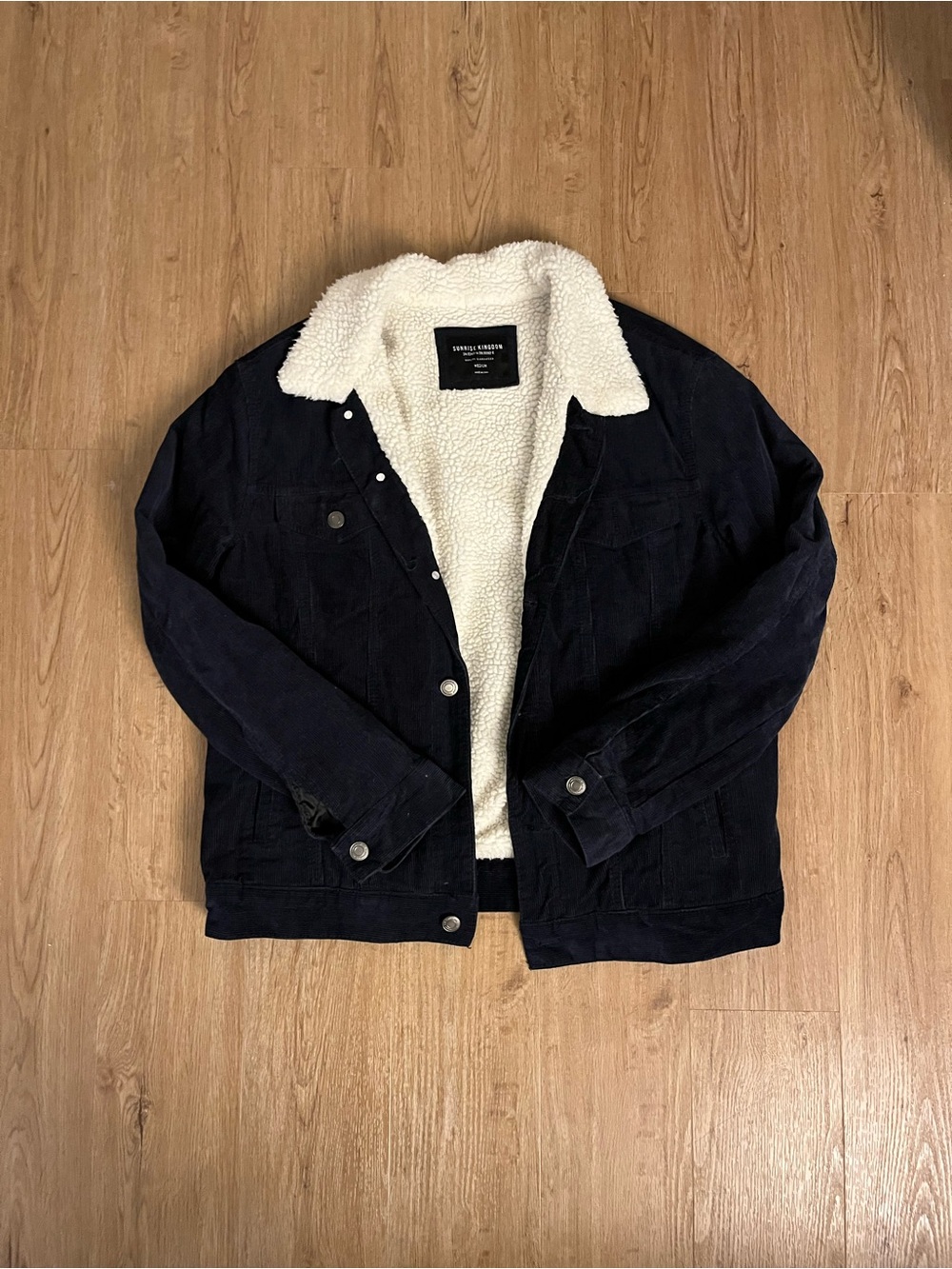 Corduroy Sherpa-Lined Jacket - navy with Cream Sherpa